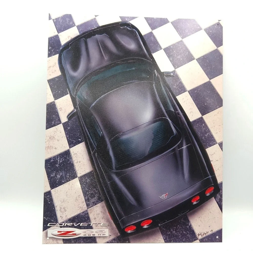 Black Corvette Z 06 405 HP on Black & White Checkerboard 12.5